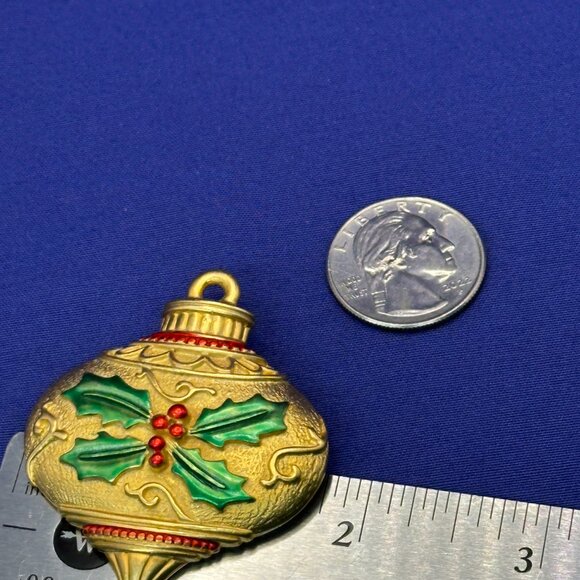 VTG JJ Gold-Tone Christmas Ornament Brooch - Picture 7 of 12
